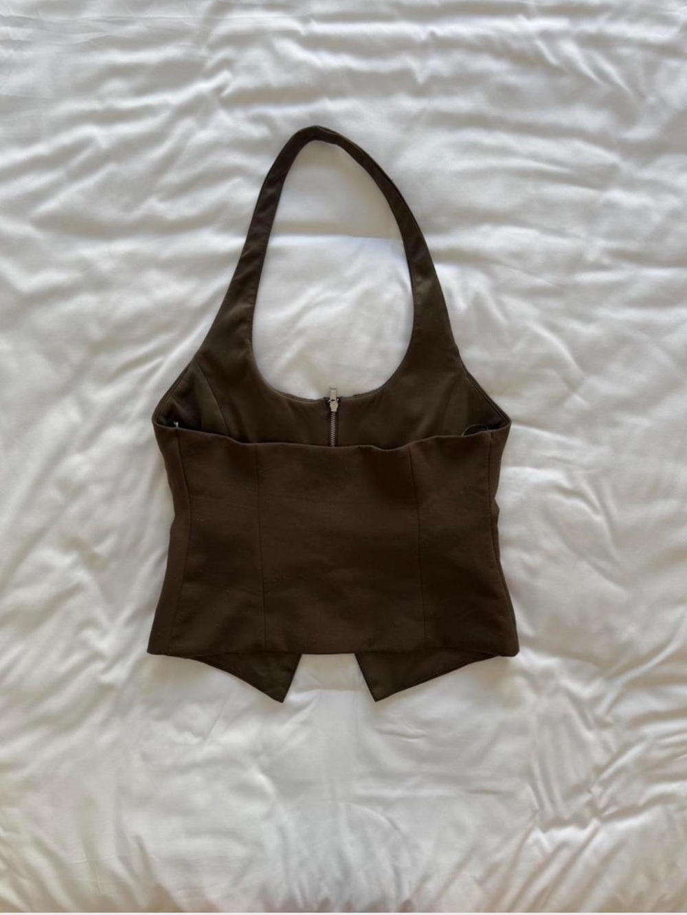 Zara Green brown halter top with pockets - Picture 3 of 8